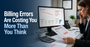 Medical billing office showing error review screen Billing Errors Are Costing You More Than You Think